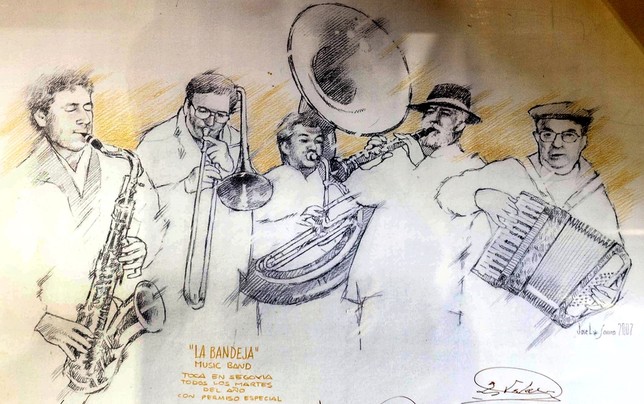 En papel. El artista José Luis López Saura inmortalizó al grupo en un dibujo. 