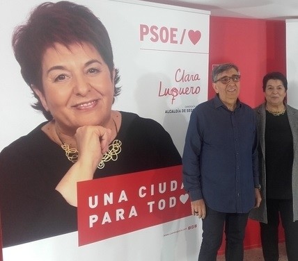 Jesús Pascual, Con Clara Luquero en un acto del PSOE durante la campaña electoral