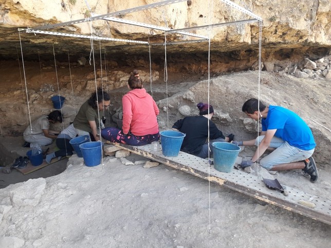 Trabajadores y voluntarios en las excavaciones.