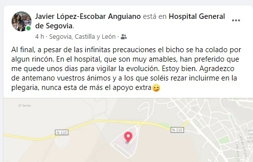 López-Escobar, ingresado por la COVID en el Hospital General