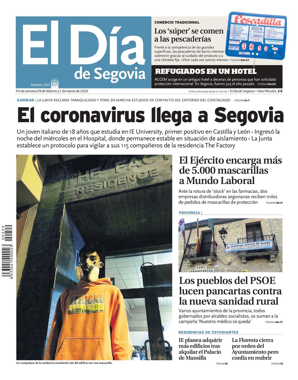  Un repaso a la pandemia en Segovia a través de las portadas de El Día