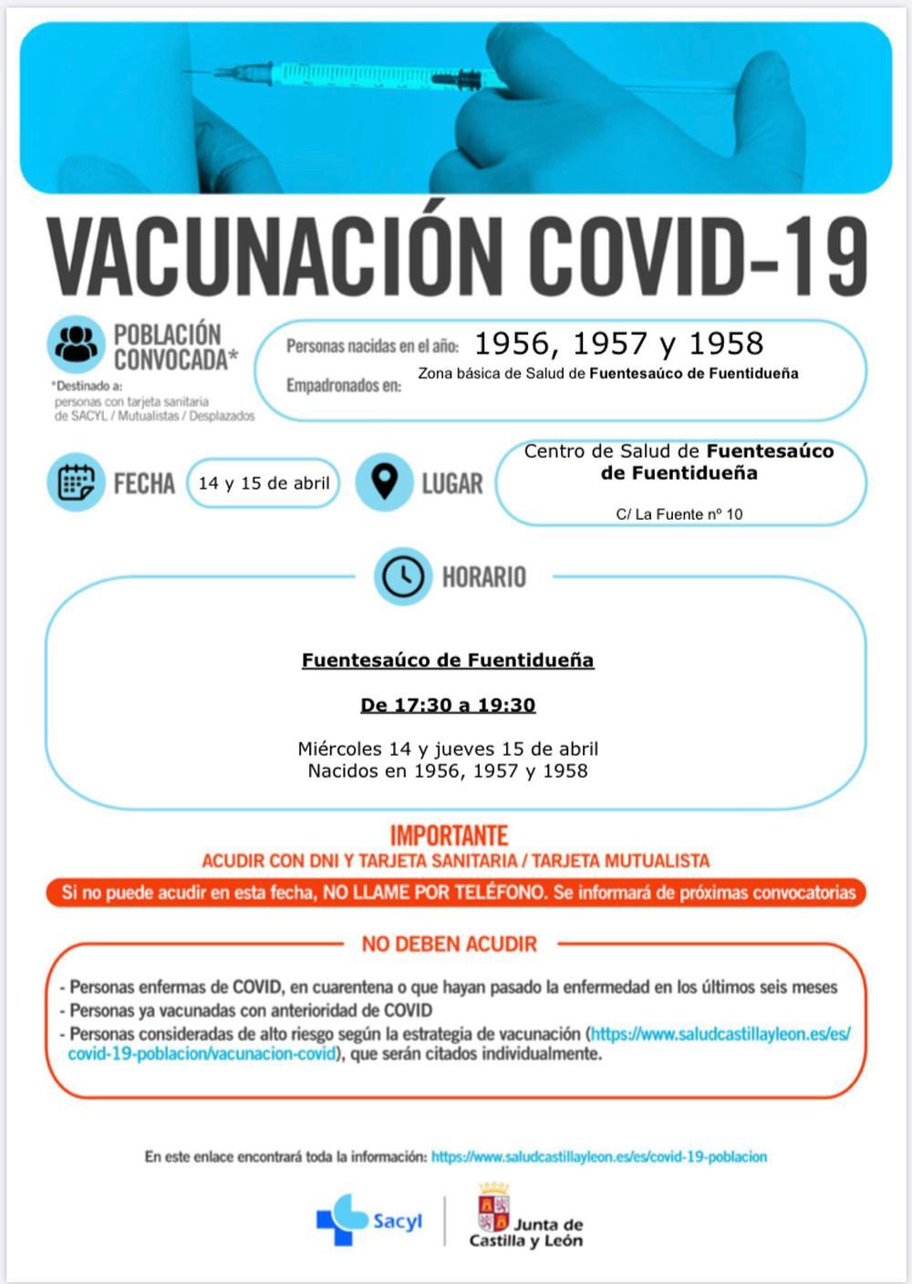 Nuevas convocatorias para vacunarse en Segovia