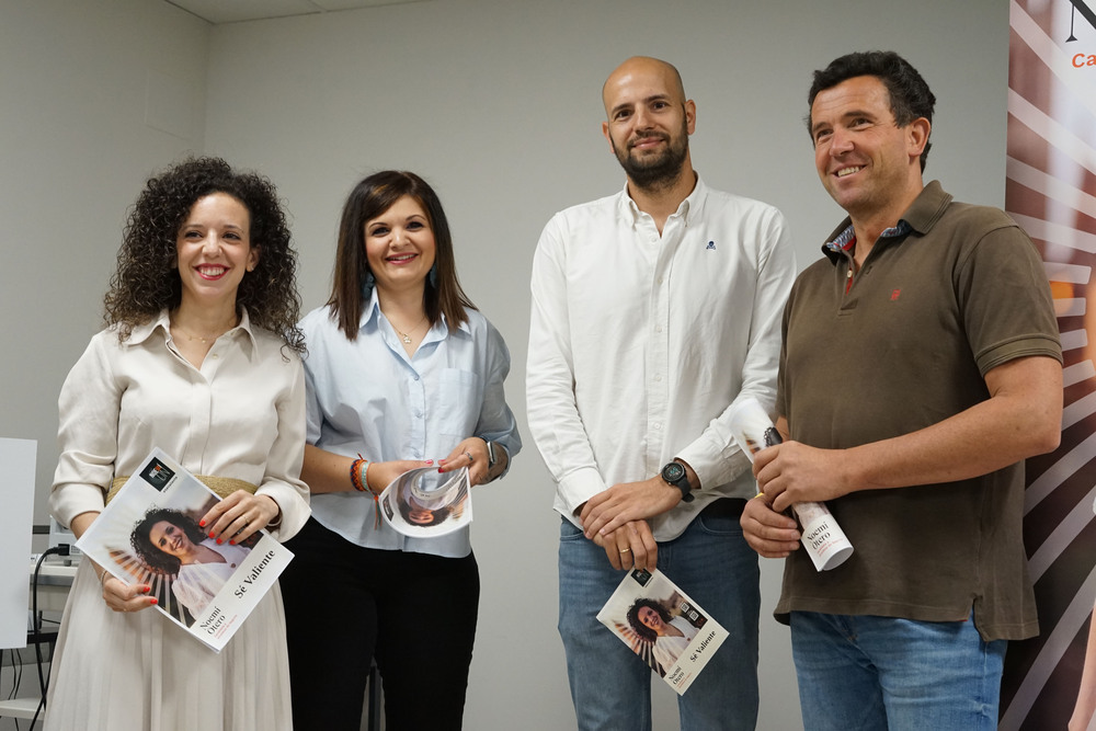 Noemí Otero, con miembros de su candidatura (Shahila Donoso, David García-Foj y Javier Carretero) en la presentación del programa de Cs.