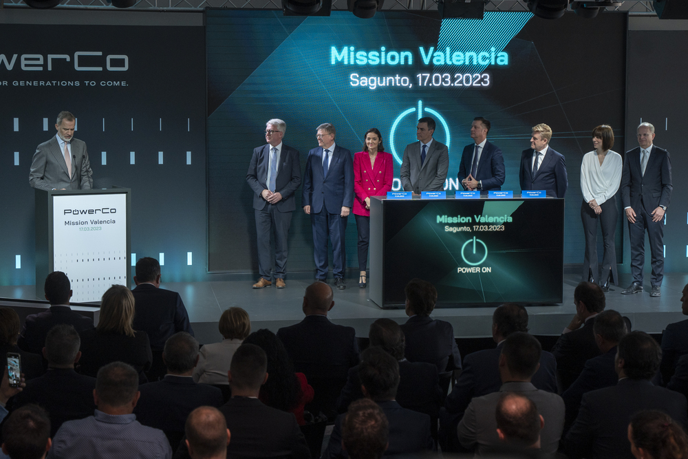 El Rey y Sánchez presiden la inauguración del inicio de la construcción de la gigafactoría del Grupo Volkswagen en Sagunto (Valencia).