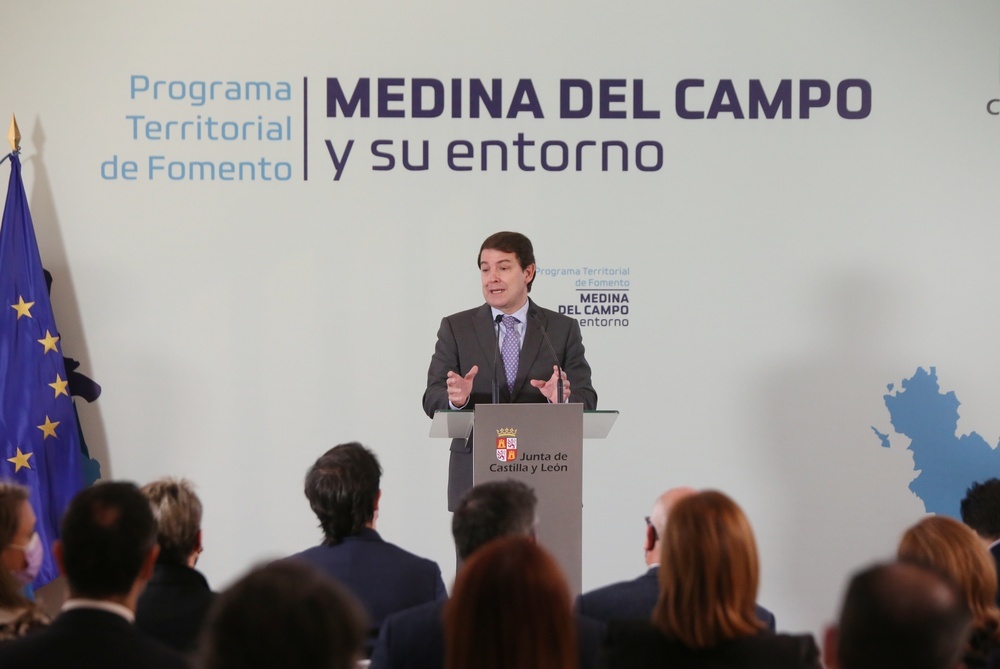 El presidente de la Junta, Alfonso Fernández Mañueco, presentó en 2021 el Programa Territorial de Fomento de Medina del Campo.