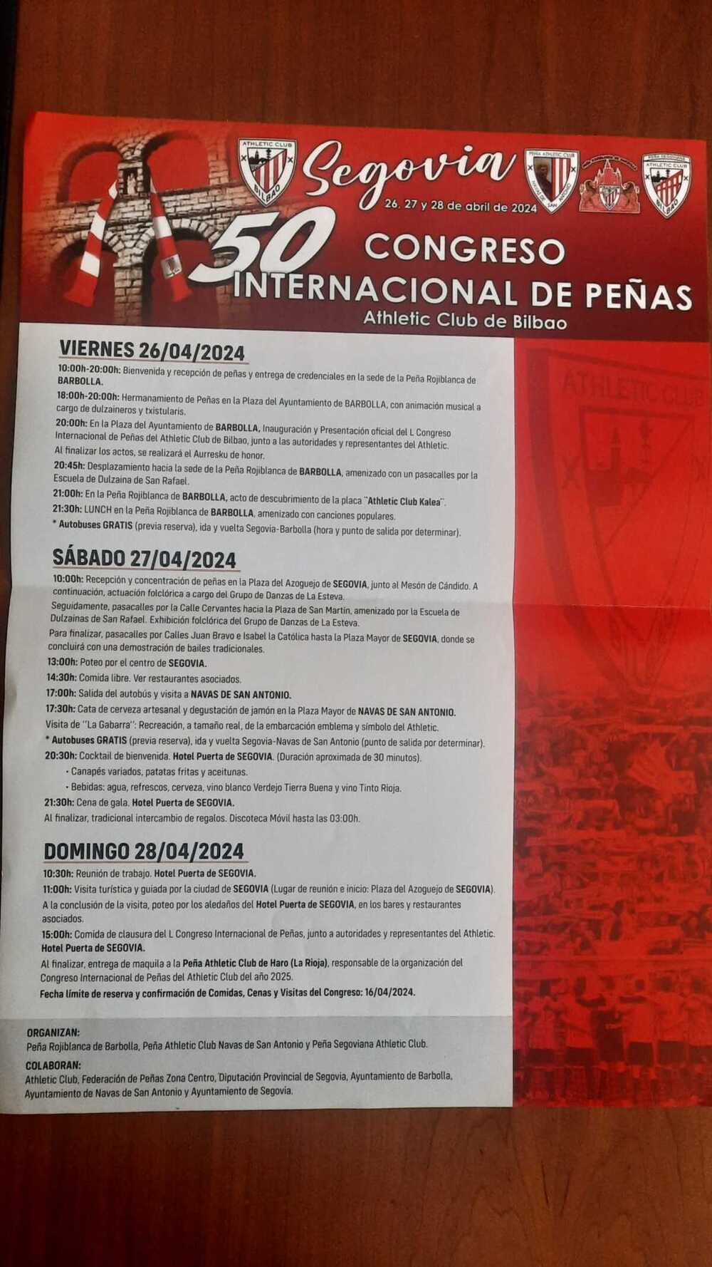 Programa del Congreso de Peñas del Athletic de Bilbao