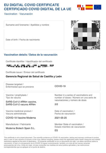 Certificados covid falsos por 150 euros